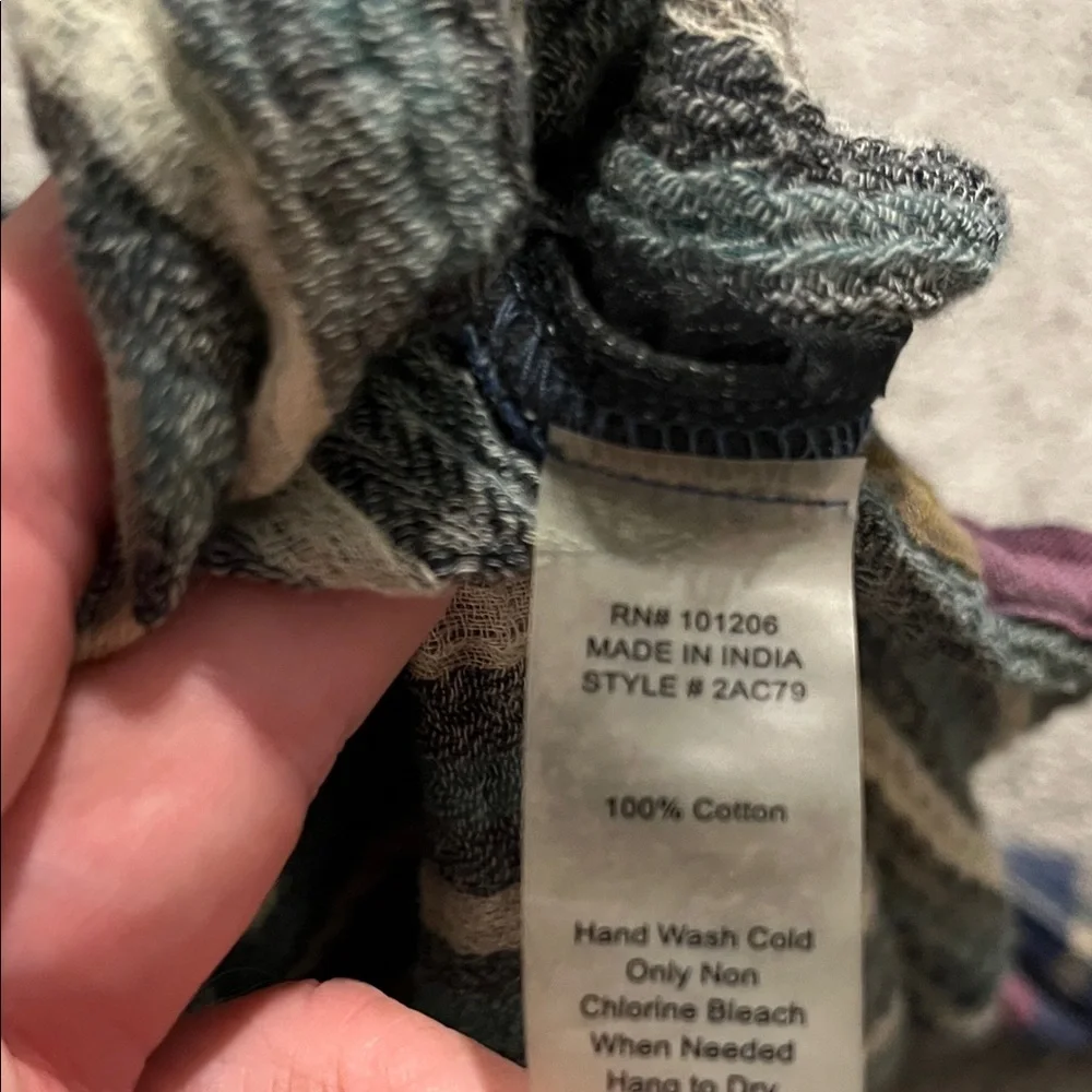 Soft Surroundings Multicolor Gauze Cotton Plaid V-Neck Top Boho Office Casual - Picture 13 of 13